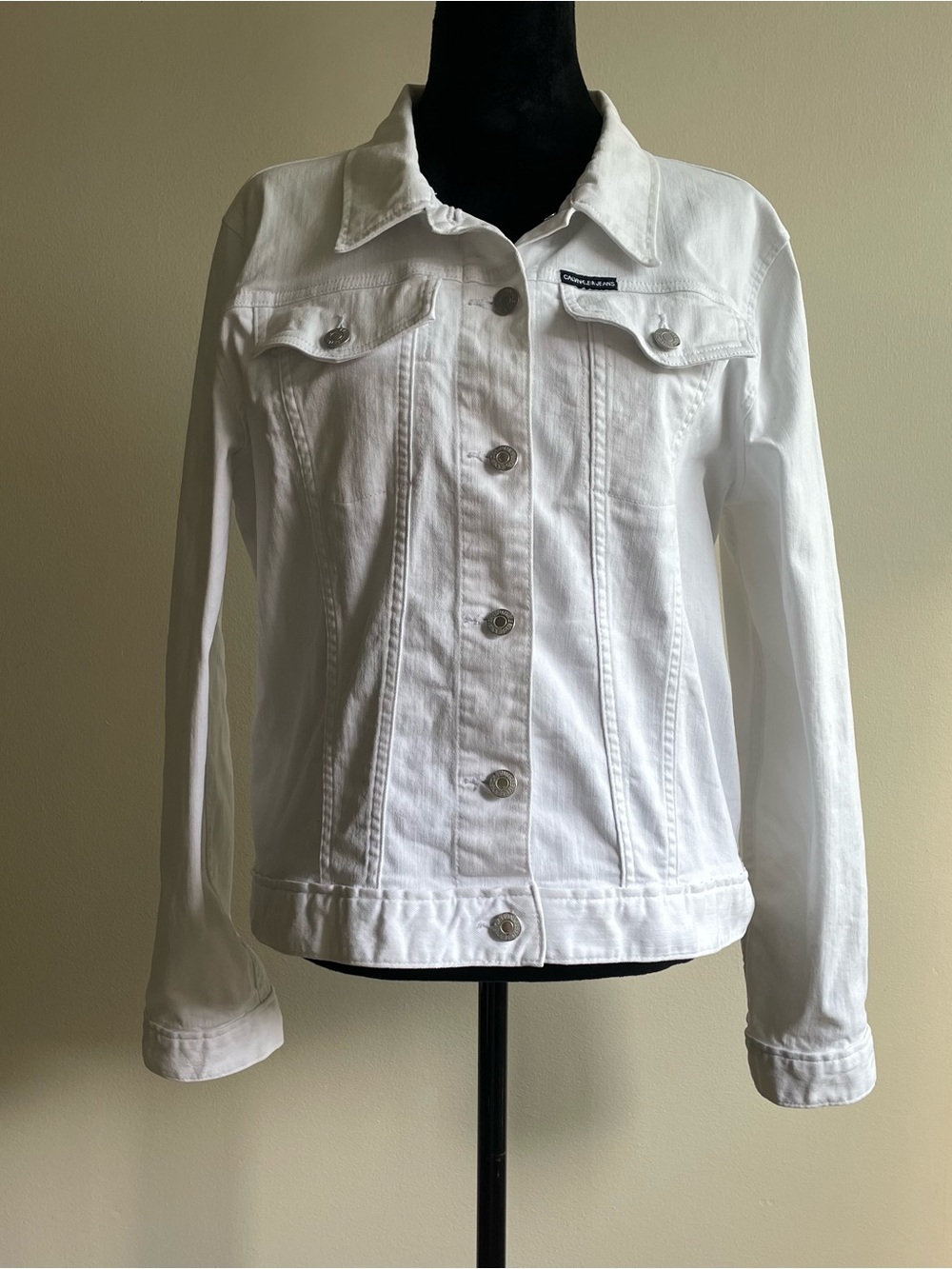 Calvin Klein Jeans White Denim Jacket XL | Structured Heavyweight Denim